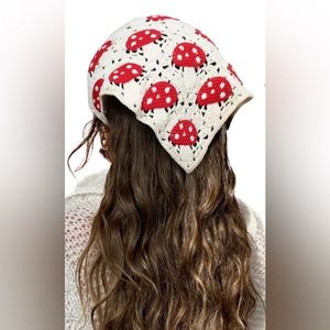 Mushroom Crochet Hair Bandana Headscarf NWOT